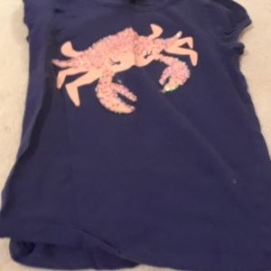 Navy blue shirt with sequin crab
